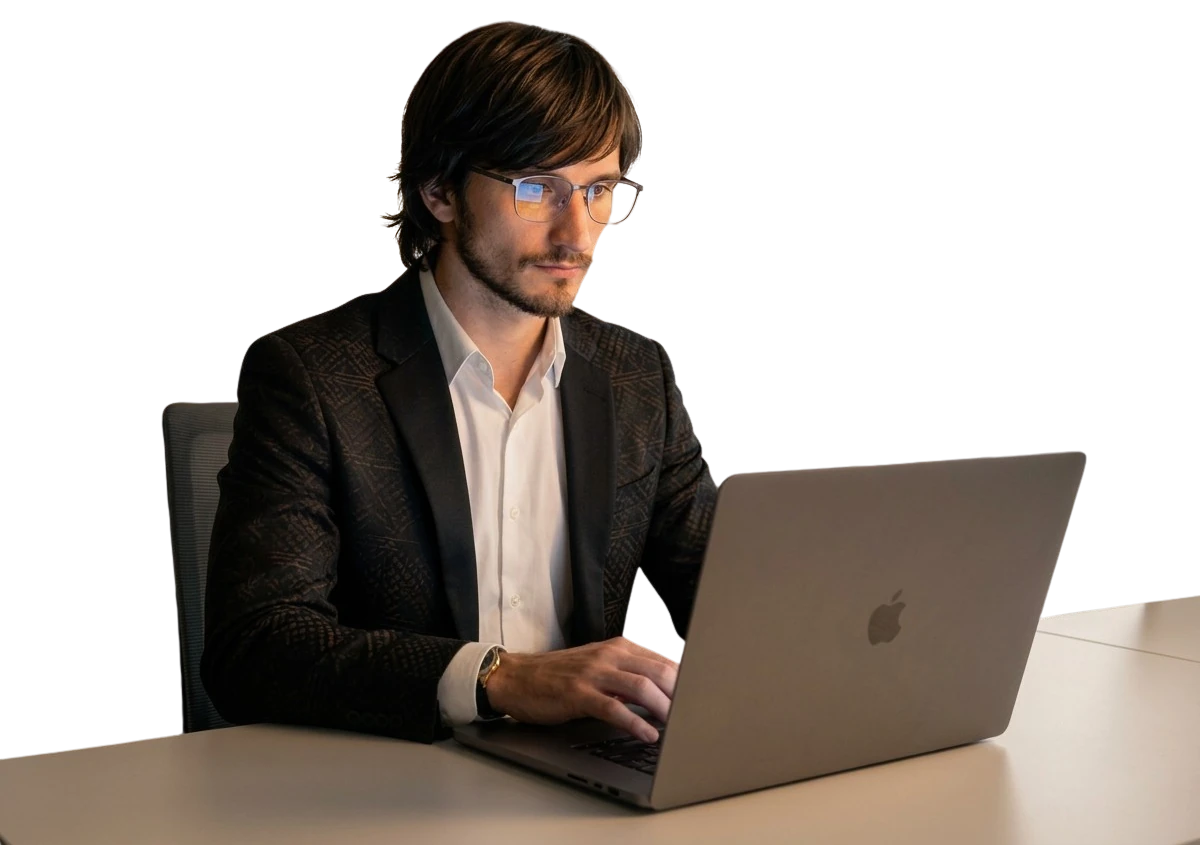 Alex working — engineering since 2007, AI-native since 2021